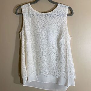 Rose & Olive White Lace Floral Tank Top NWT